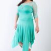 Plus-Size Mint Lace Handkerchief-Hem Midi Dress