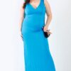 Plus V-Neck Sleeveless Maxi Dress – Blue