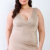 Plus V-Neck Sleeveless Maxi Dress – Beige