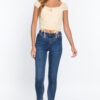 Front-Tie Ruched Short Sleeve Woven Top – Butter