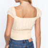 Front-Tie Ruched Short Sleeve Woven Top – Butter