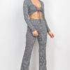 Plaid Cut-out Top & Pants Set – Black/White