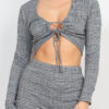 Plaid Cut-out Top & Pants Set – Black/White