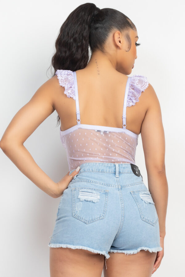 Sweetheart Cut-Out Cami Ruffled Bodysuit – Lavender