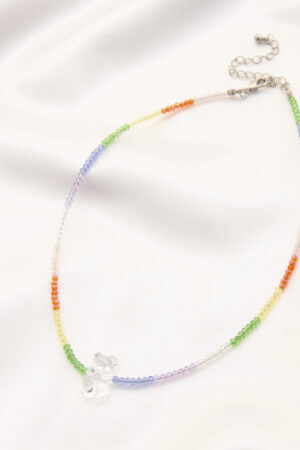 Gummy Bear Charm Beaded Necklace – Multicolor Beads