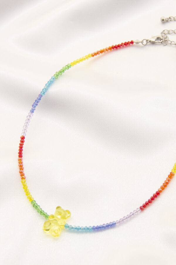 Gummy Bear Charm Beaded Necklace – Multicolor Beads