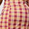Plaid Double-Breasted Blazer Mini Dress – Wide Collar, Pink