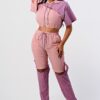 Colorblock Pants Set with Hoodie and Detachable Bottom – Mauve