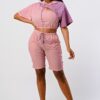 Colorblock Pants Set with Hoodie and Detachable Bottom – Mauve