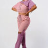 Colorblock Pants Set with Hoodie and Detachable Bottom – Mauve