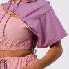 Colorblock Pants Set with Hoodie and Detachable Bottom – Mauve