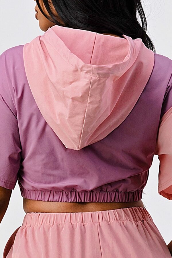 Colorblock Pants Set with Hoodie and Detachable Bottom – Mauve