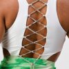 Tie Dye Ruched Bodycon Mini Dress with Rhinestone Cross Top – Green Combo
