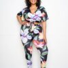 Flower Jogger & Top Set – Floral Print (Plus Size)