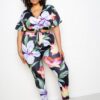 Flower Jogger & Top Set – Floral Print (Plus Size)