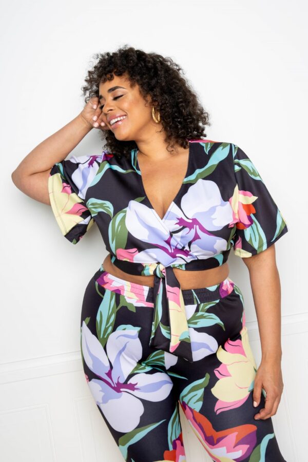 Flower Jogger & Top Set – Floral Print (Plus Size)