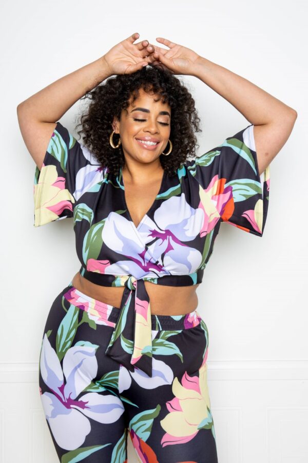 Flower Jogger & Top Set – Floral Print (Plus Size)