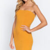 Heavy Rib Cami Mini Dress – Straight Neck in Mango