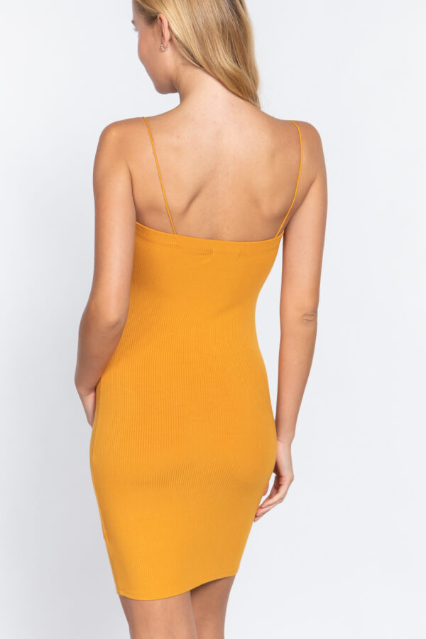 Heavy Rib Cami Mini Dress – Straight Neck in Mango