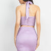 Halter Crop Top & Ruched Mini Skirt Set – Lavender