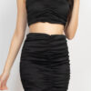Halter Crop Top & Ruched Mini Skirt Set – Black