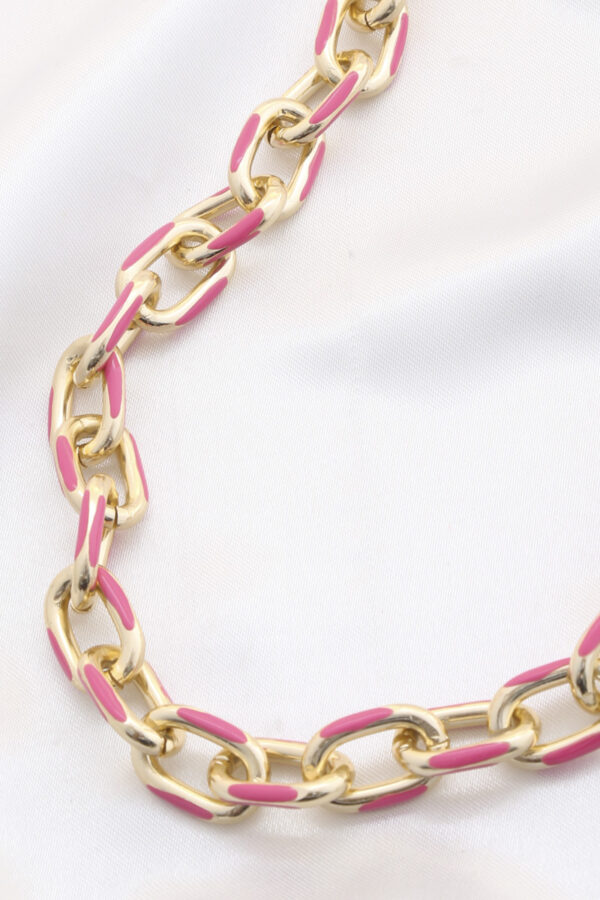 Polished Color Metal Oval Link Necklace – Vibrant Hues