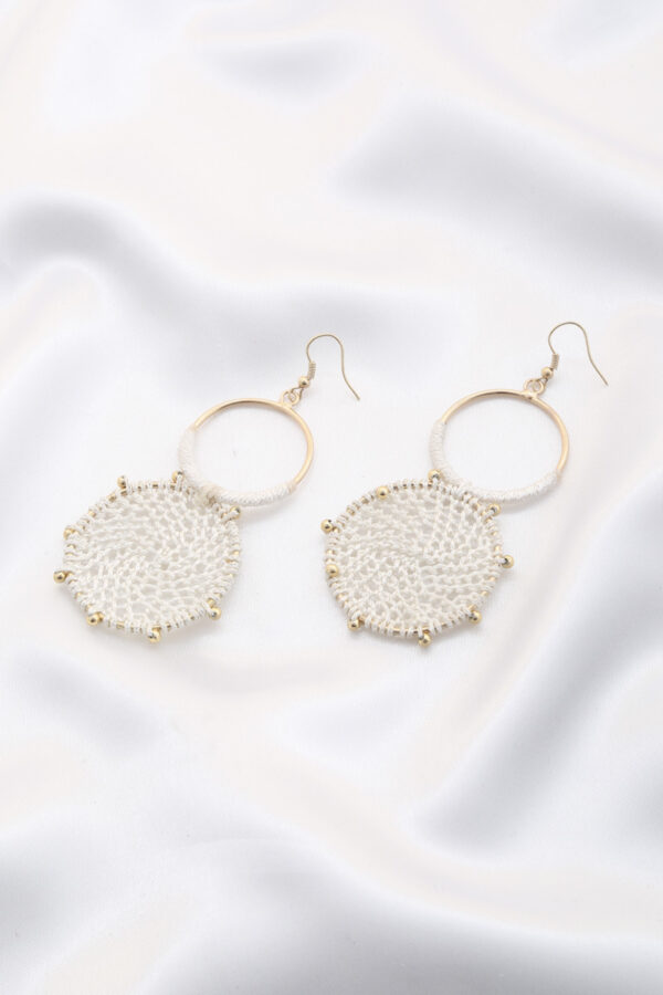 Double Circle Thread-Beaded Earrings – Colorful Drop Style