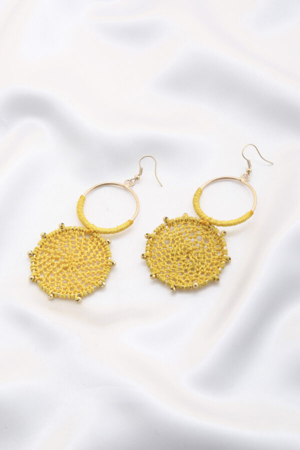 Double Circle Thread-Beaded Earrings – Colorful Drop Style