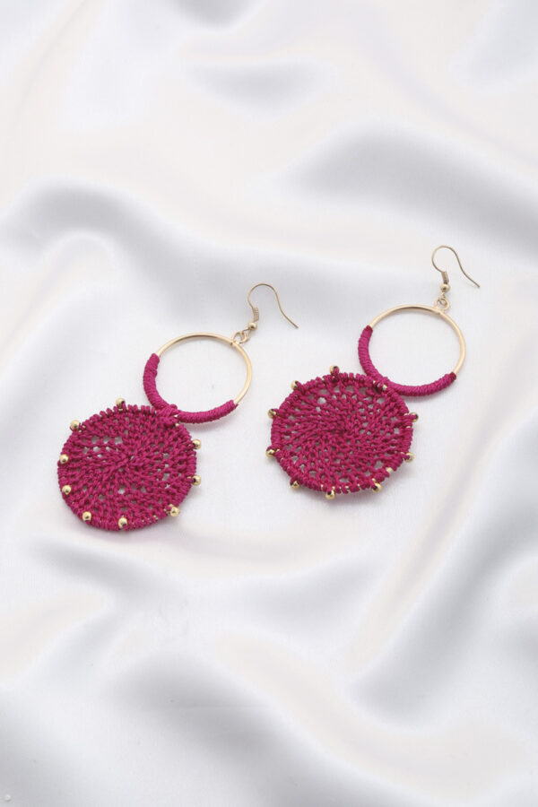 Double Circle Thread-Beaded Earrings – Colorful Drop Style