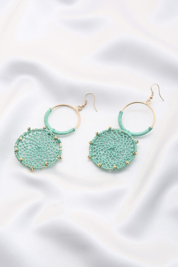 Double Circle Thread-Beaded Earrings – Colorful Drop Style