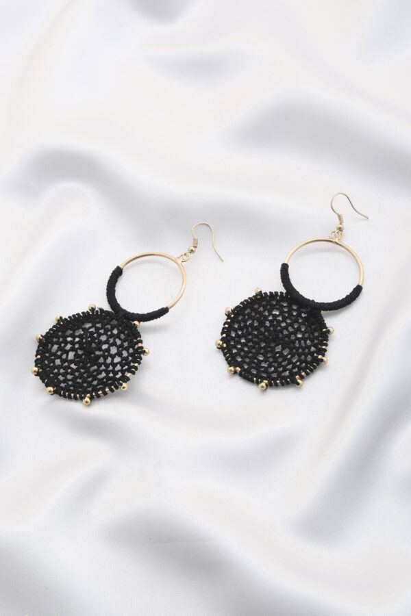 Double Circle Thread-Beaded Earrings – Colorful Drop Style