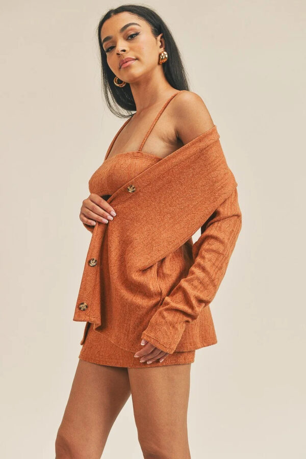 3-Piece Cardigan Set – Rust Knit Layering