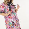 Polka Dot Print Midi Dress – Pink