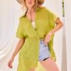 Oversize Jacket – Collar Neck Button-Down in Lime
