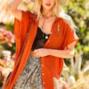 Collar-Neck Oversize Button-Down Robe Jacket – Brick