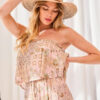 Tube Jumpsuit with Tier Ruffle Waist – Blush