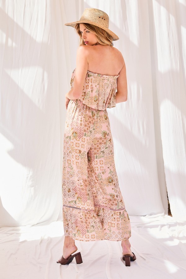 Tube Jumpsuit with Tier Ruffle Waist – Blush