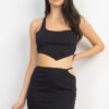 Asymmetrical Cross-Back Crop Top & Skirt Set – Black
