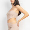 Asymmetrical Cross-Back Top & Skirt Set – Light Taupe