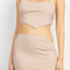Asymmetrical Cross-Back Top & Skirt Set – Light Taupe