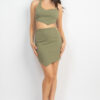 Asymmetrical Cross-Back Top & Olive Mini Skirt Set