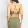 Asymmetrical Cross-Back Top & Olive Mini Skirt Set
