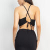 Asymmetrical Cross-Back Crop Top & Skirt Set – Black