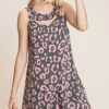 Animal Print Tunic Dress with Cut-Out Neckline – Black