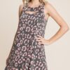 Animal Print Tunic Dress with Cut-Out Neckline – Black
