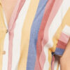 Multicolor Striped Woven Shirt with Frayed Hem – Navy/Mauve