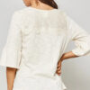 Knit Top with Deep V & Lace Yoke – Vanilla