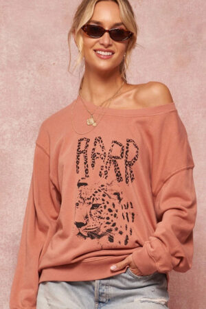 Garment-Dyed French Terry Sweatshirt – Leopard RARR Graphic