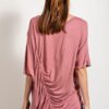 Loose-Fit Boat Neck Top with Side Ruching – Mauve