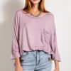 Boxy Washed Top with Rounded Neck – Dusty Lavender
